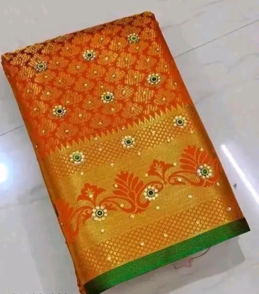 Banarshi orange Silk saree